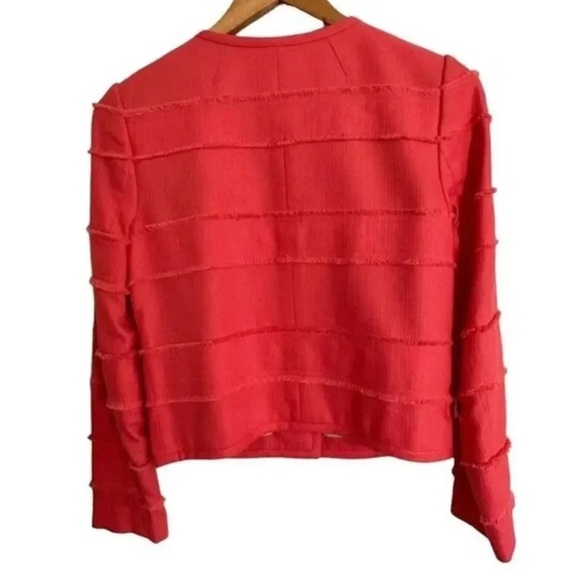 J. Crew Coral Blazer Women’s Size 0 Cotton Blend Collarless Jacket - Picture 3 of 4